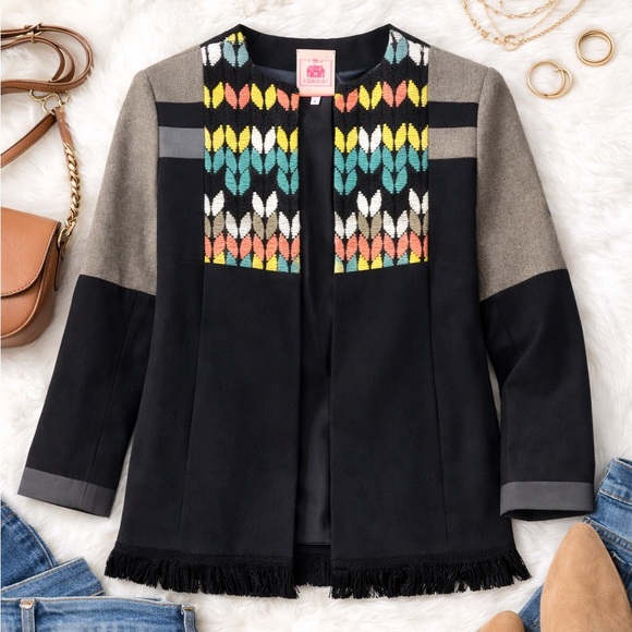 Vilagallo Jackets & Blazers - Vilagallo Multicolor Embroidered Blazer Spain Fringe Hem Boho Chic Statement
